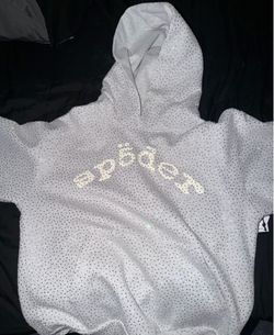 grey rhinestone spider hoodie size medium never worn before