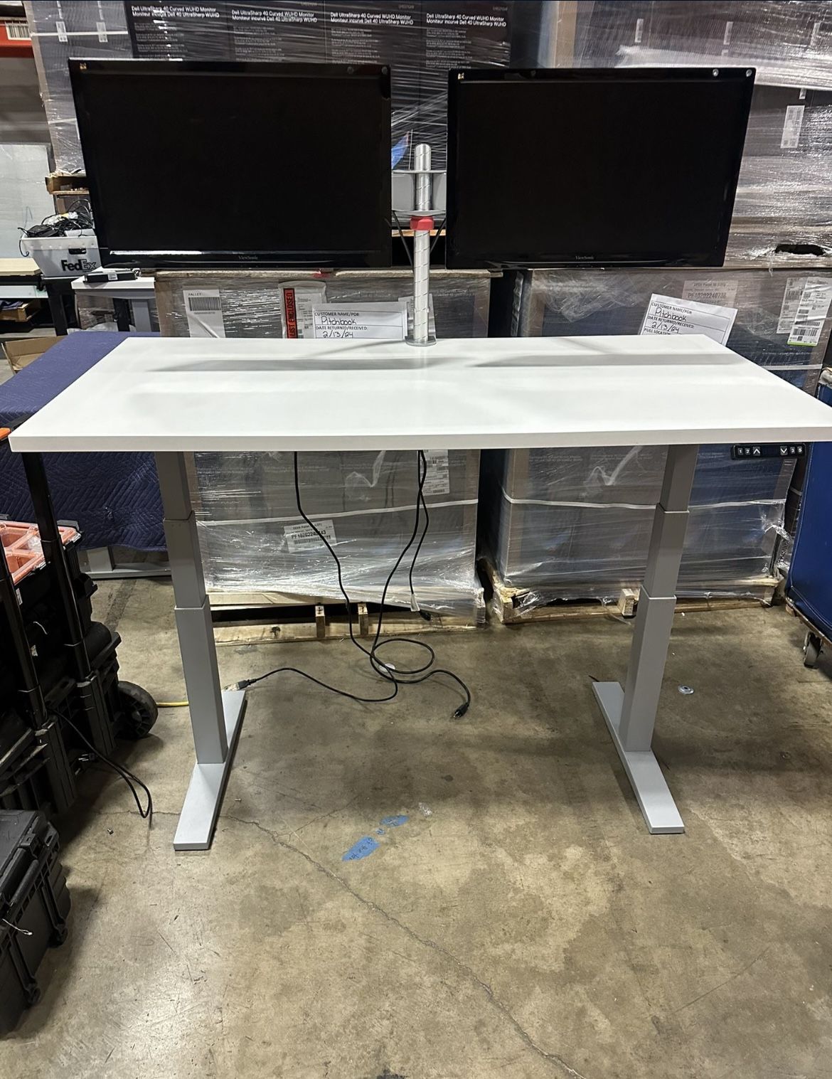 2 24” Viewsonic Monitors With Dual Sapper Arm Mount Bundle! We Also Have Standing Desks, Herman miller Chairs, File Cabs, And More Available!