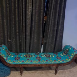 India Embroidered Wood Chaise 