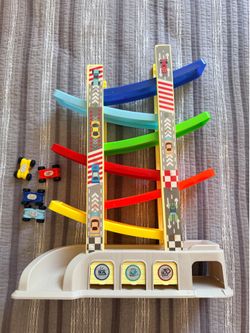 Montessori Toys for 2 3 Year Old Boys Toddlers, Car Ramp Toys with 4 Cars & Race Tracks, Garages and Parking Lots, Ramp Racer Toy Gift for Boys Girls 