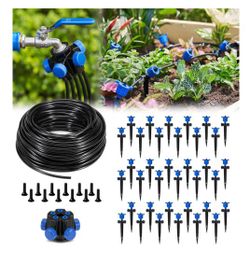 Connector Drip Irrigation Kits 197FT Garden Watering System with 36Item Pressure Compensation new 