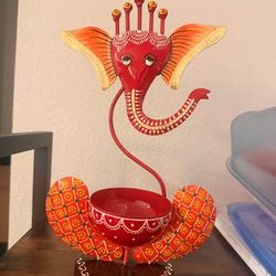 Hand-Painted Ganesha Tealight Holder for Diwali Pooja Decor