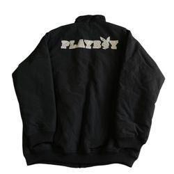 Playboy Pullover Full Zip Jacket Men’s Size Large Black Oversized Logo NWT