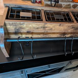 Small Wooden Storage Shelf With Hooks