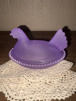 ROSE’S CLOSET PURPLE SATIN HEN ON NEST