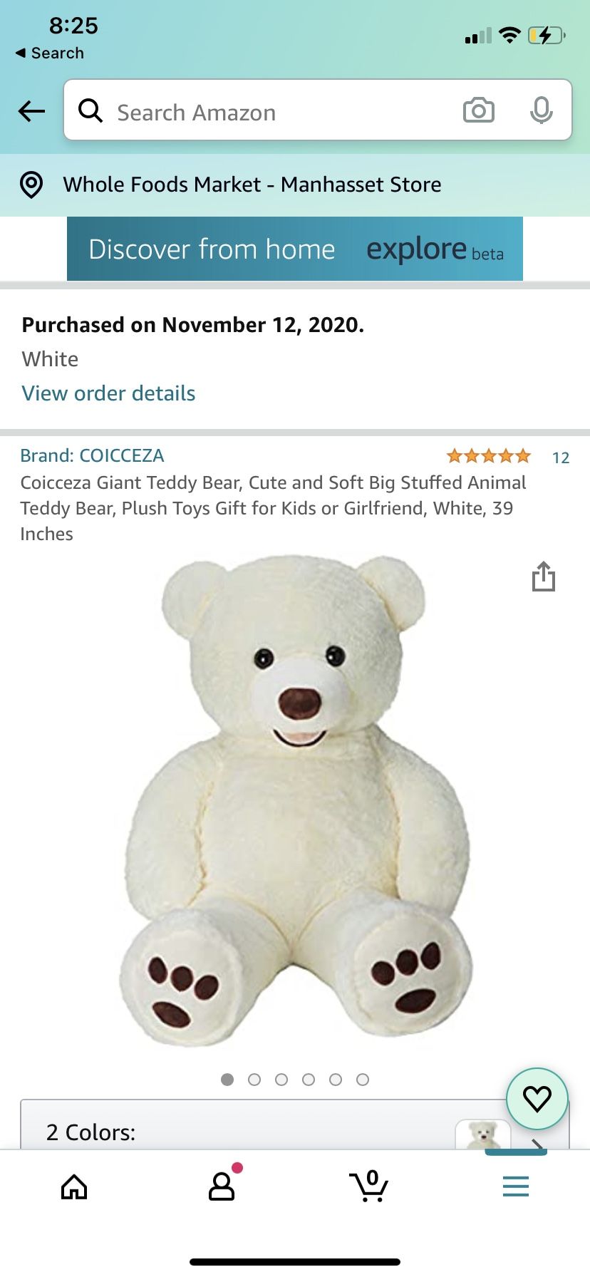 NEW Coicceza Giant Teddy Bear, Cute and Soft Big Stuffed Animal Teddy Bear, Plush Toys Gift for Kids or Girlfriend, White, 39 Inches