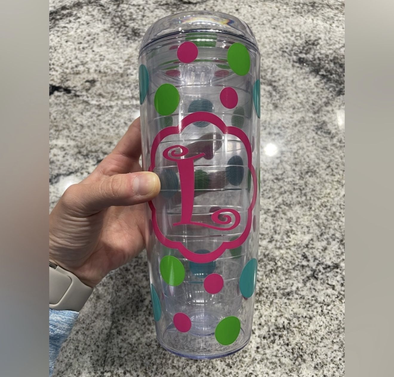 Polka Dot Letter L Tervis Cup