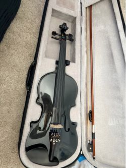 Black violin with case and bow