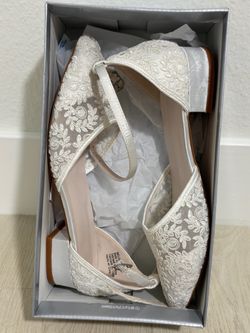 Lace floral block heels