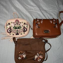 LOT Of 3 Embroidered Fashion Bags Purses Pocketbooks