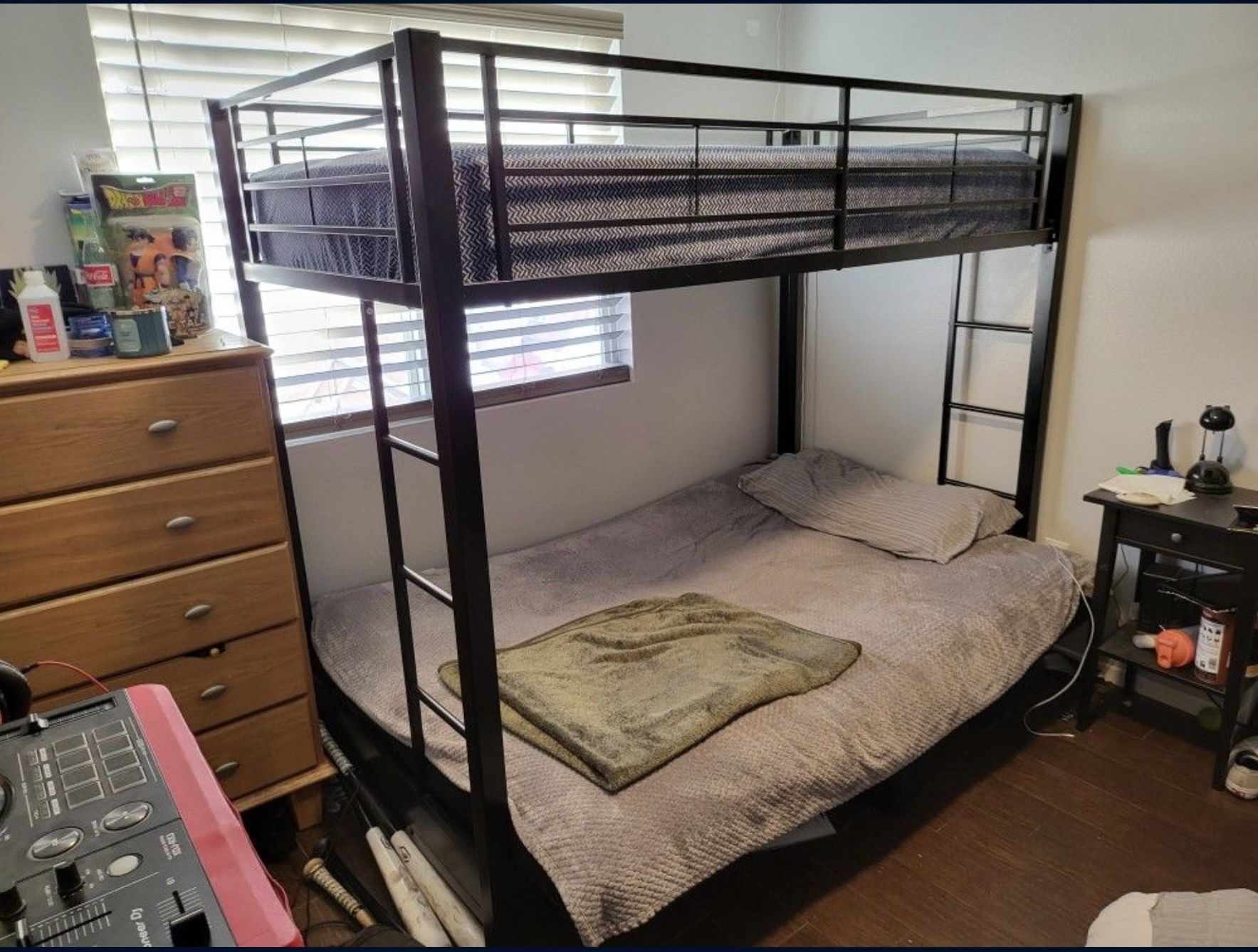 Metal Twin Over Futon Bunk Bed in Black
