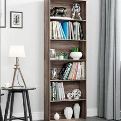70.9" Tall Bookcase, Standard 6 Tier Display Bookshelf for Home Living Room Office, Dark Oak Finish