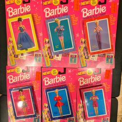 Barbie Fashion Play Cards New Vintage Mattel 1993 Six Fashion Packs Complete Set