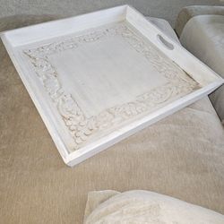 Solid Wood White Tray 24" x 24"