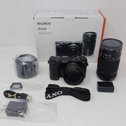 Sony alpha 6100 Mirrorless 4k video camera with E Paz 16-50mm lens 
