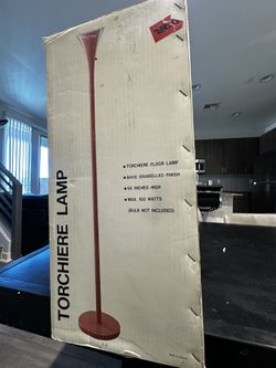 MCM Authentic Torchiere Brass And Enamel Floor Lamp