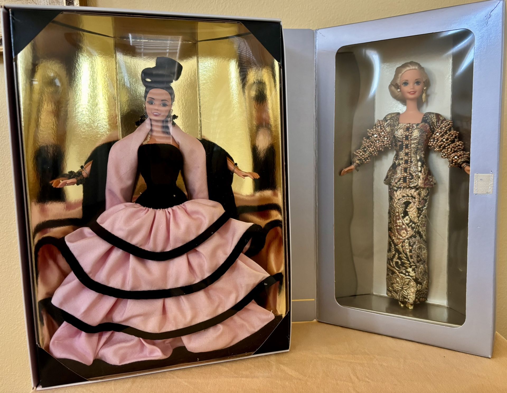 Lot of 2 Collector Barbies - Designer duo – Escada Barbie (1996) and Christian Dior Barbie (1995).