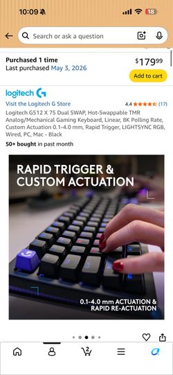 Logitech g512x75 analog Hall effect switches