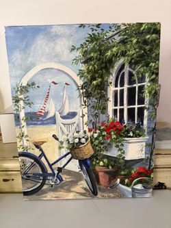 Mary Kay Crowley Coastal Scene Oil Painting on Canvas