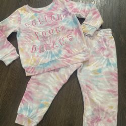 Girls Pink Tie Dye Sweater And Pants Size 3t Follow Your Dreams #12
