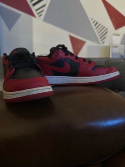 Red and black Jordans