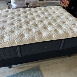 Stearns and Foster Queen size bed and mattress (80” x 60”)