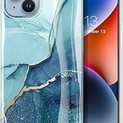 Compatible  iPhone 14 Plus Case 6.7 Inch Slim Blue Marble