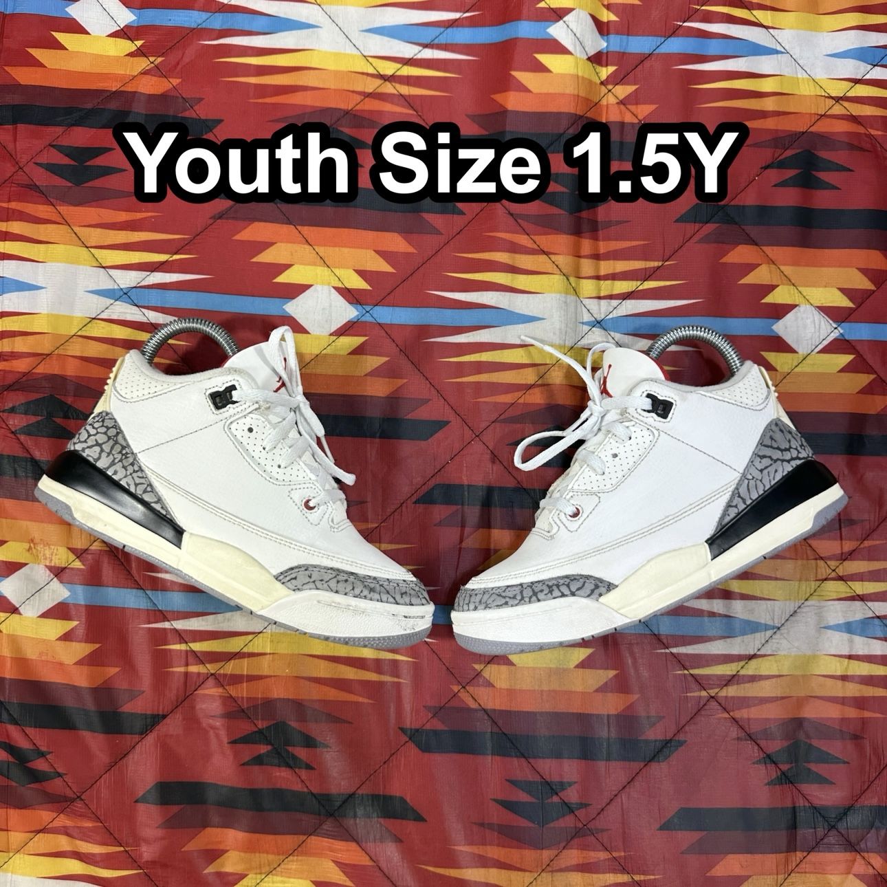 Nike Air Jordan 3 Retro White Cement Reimagined (PS) Youth Size 1.5Y DM0966-100