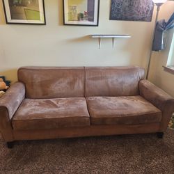 Macy's 7foot Tan Micro Suede Couch