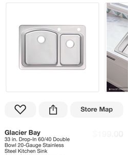 Glacier Bay 33in. Double Bowl Kitchen Sink