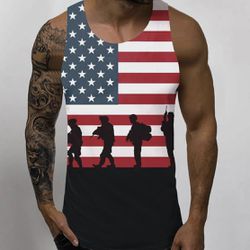 Men's American Flag Print Casual Tank Top