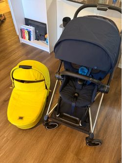Cybex Mios 3 stroller Blue + Mios 3 Lux Carry Cot Yellow