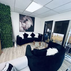 Black And Gold Sofa And Loveseat $50 Down With Financing 