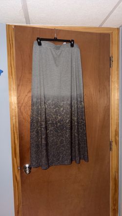 Gray Ombre Leopard Print Maxi Skirt