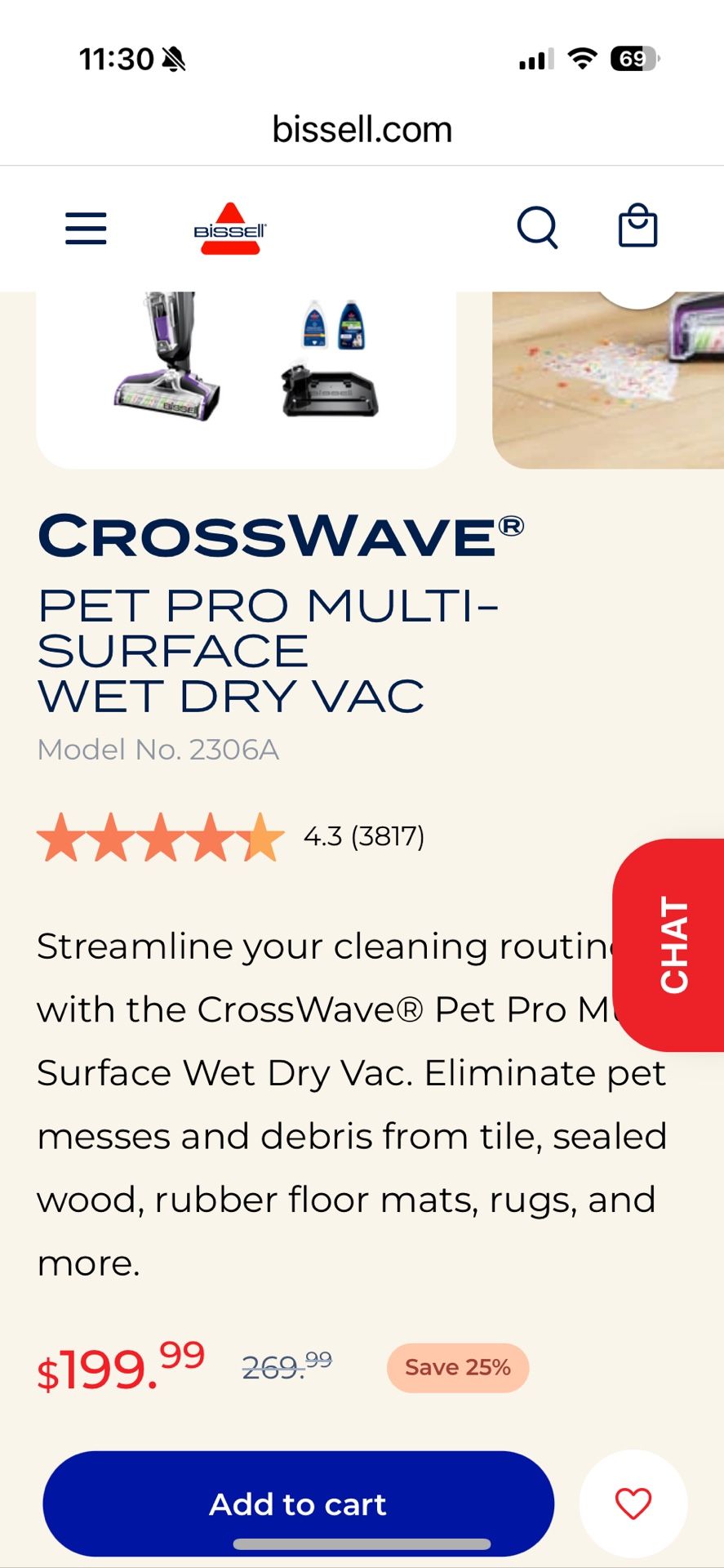 Bissell Pet Crosswave Wet Dry Vac Vacuum Mop Floor Cleaner
