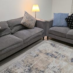 Modern Gray Sofa & Loveseat Couch Set