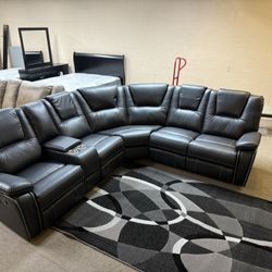 📲📲 NEW BLACK LEATHER SECTIONAL $999 📲📲