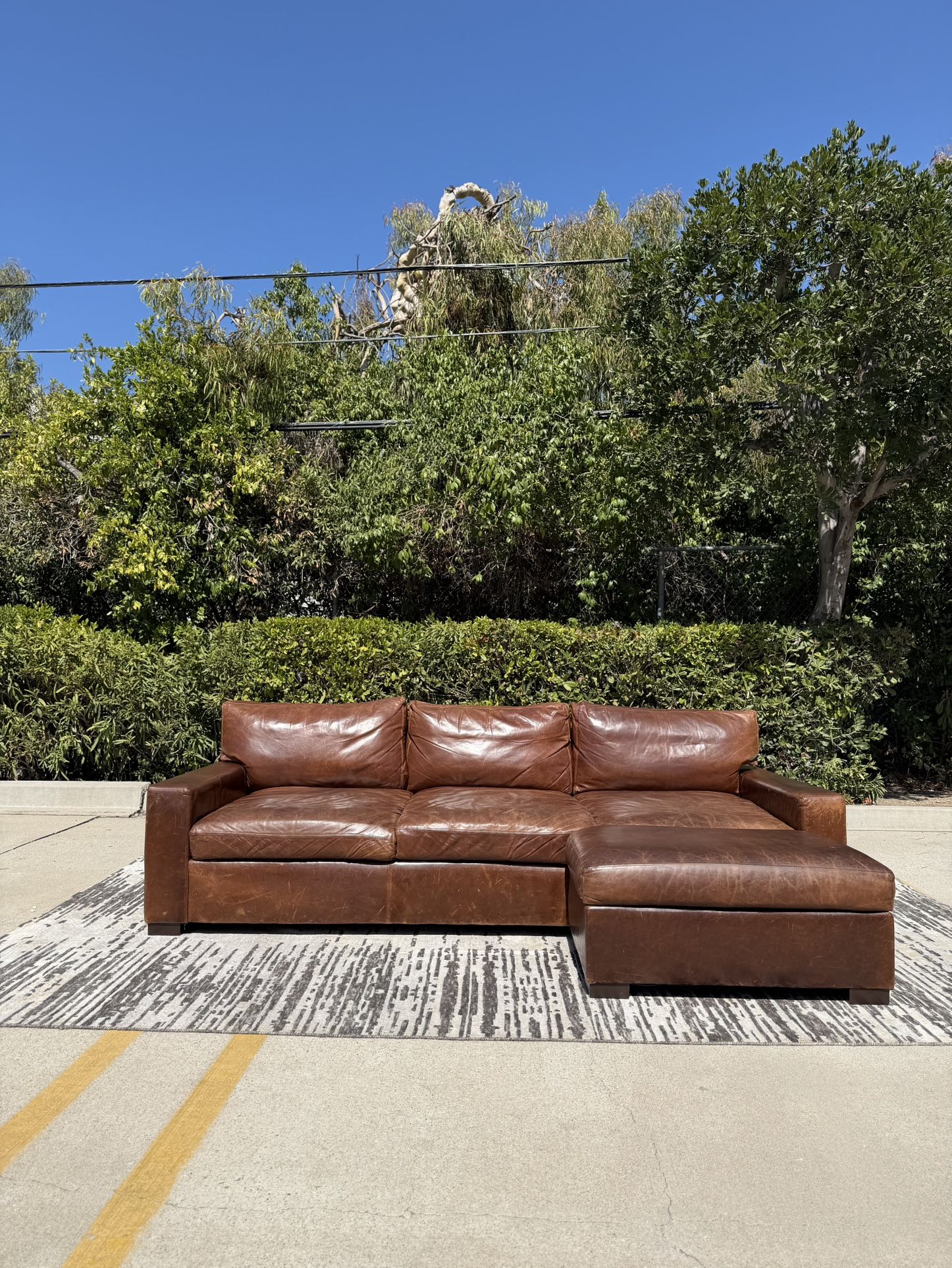 Restoration Hardware Maxwell Style Leather Sofa and Ottoman
