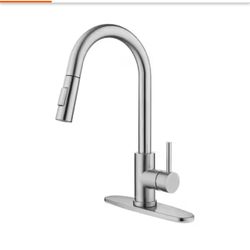 Single Handle Deck Mount Standard Kitchen Faucet Stainless Steel 1 Handle Pull Out Faucet in Brushed Nickel