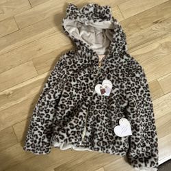 Cheetah Print Hooded Zip Up Sweater Girls Size 7