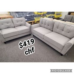 Christmas Sale 2 Piece Light Gray Sofa And Loveseat Set 