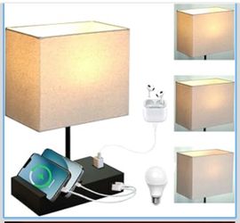 New Touch Nightstand Lamp with USB C Port for Bedroom, Bedside Lamps with Charging Station, Small Table Lamp with Charging Outlets and Phone Stands Bu