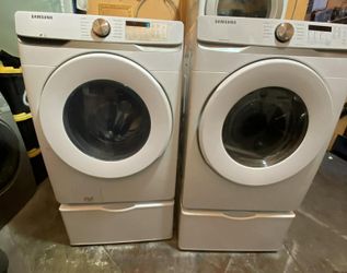 SAMSUNG WASHER AND GAS DRYER FRONT LOAD WITH PEDESTALS ✅$600✅ FREE DELIVERY AND INSTALLATION