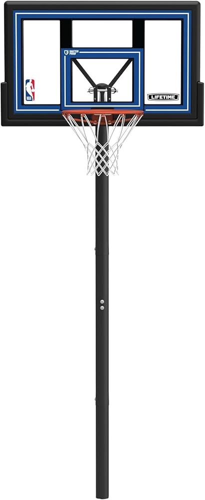 In-Ground Basketball Hoop 50" Backboard, Adjustable 7.5-10 ft, Slam Rim