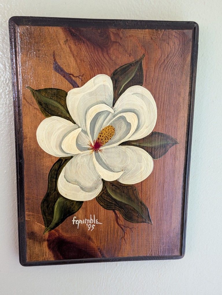 Hand Painted Magnolia Flowers Wall Art 