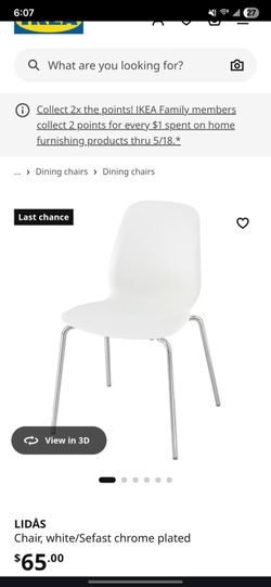 LIDÅS
Chair, white/Sefast chrome plated