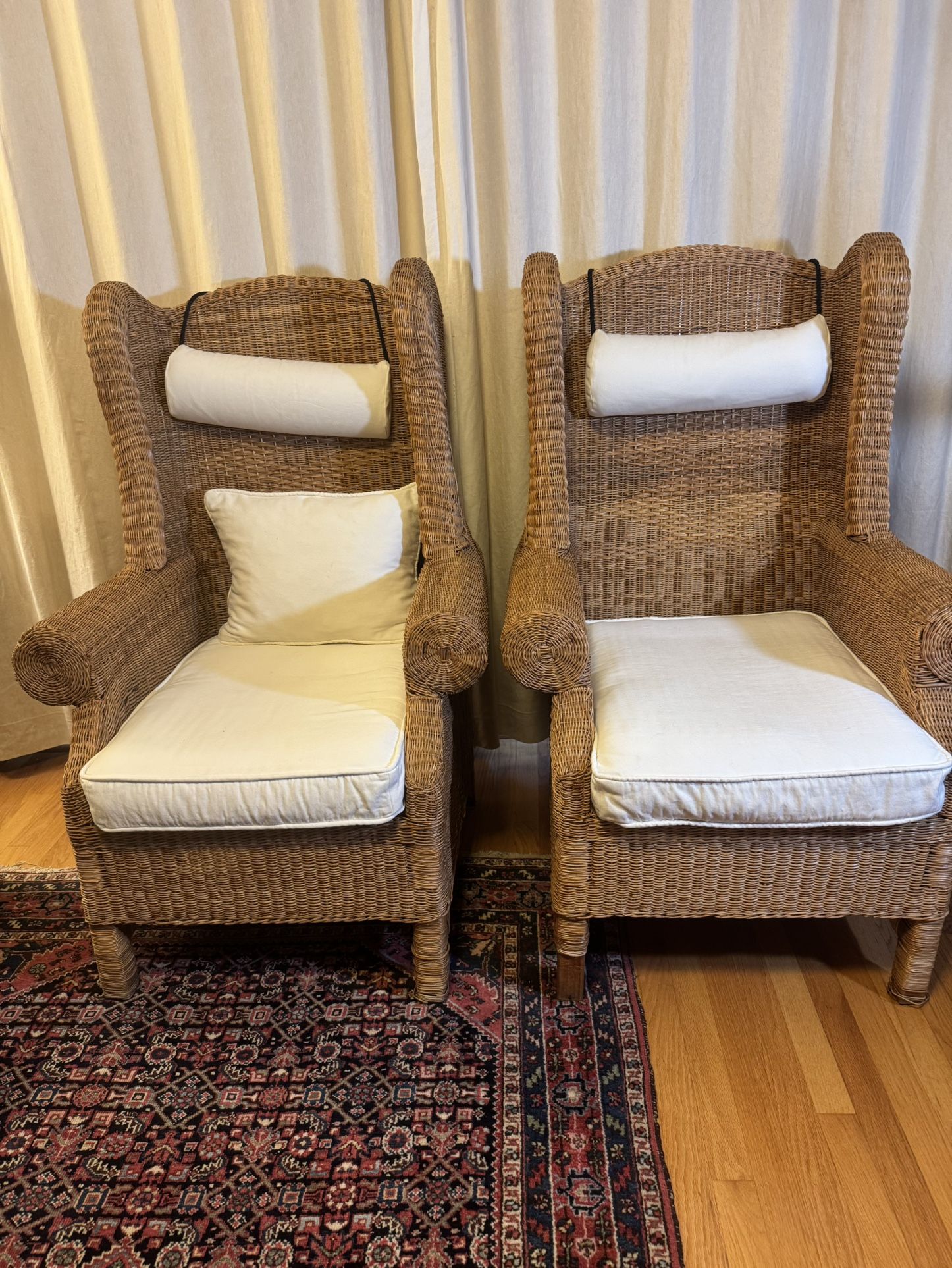 2 wicker Wing Chairs