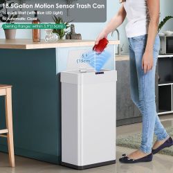18.5 gal Automatic Trash Can,Sensor Motion Stainless Steel Garbage Bin, Touchless Smart Waste Bin