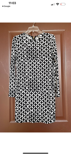 Michael Kors Mid-length Long Sleeve Geometric Black & White Dress. Size  S