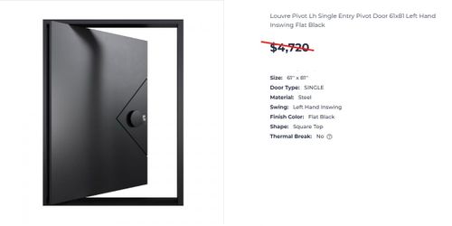 Louvre Pivot Left Hand Inswing Door